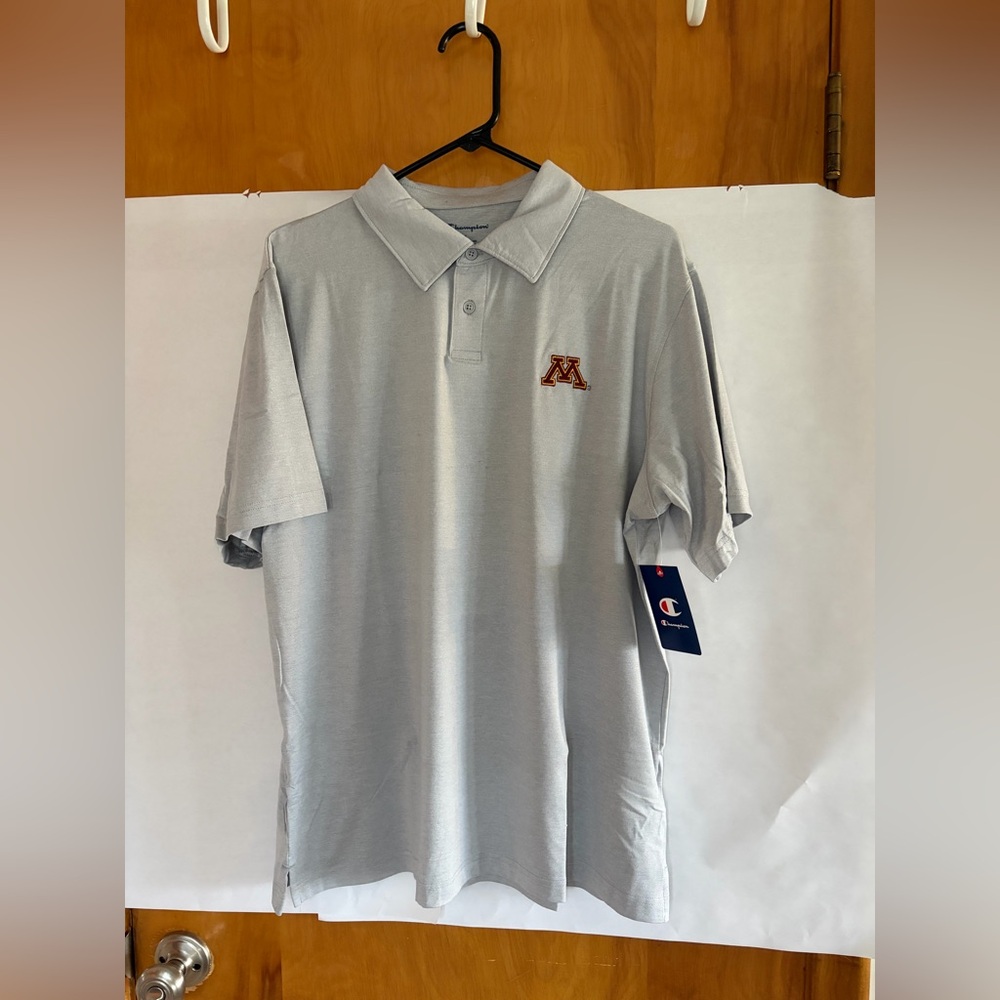 Champion Light Gray Polo with Maroon & Gold 'M' Logo